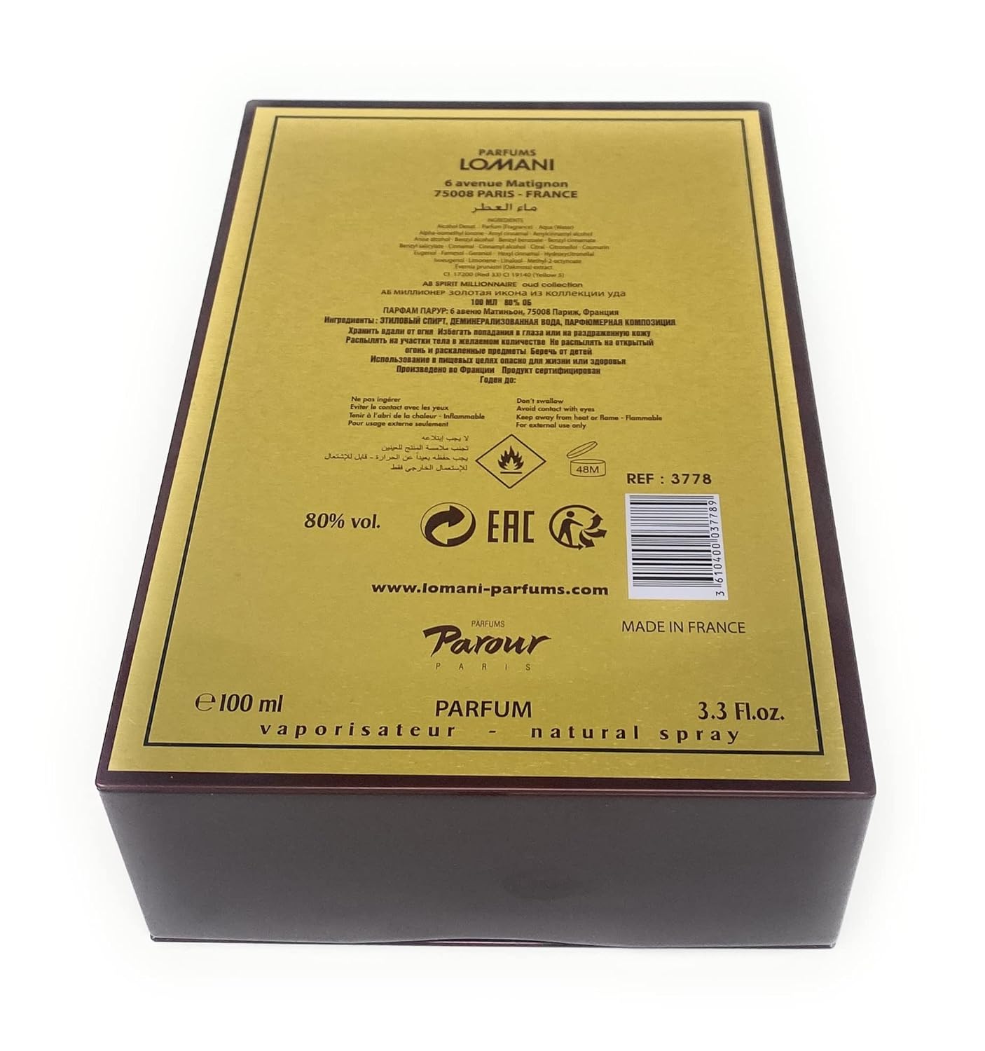 Spirit Millionaire Oud Collection by Lomani Eau De Parfum Spray