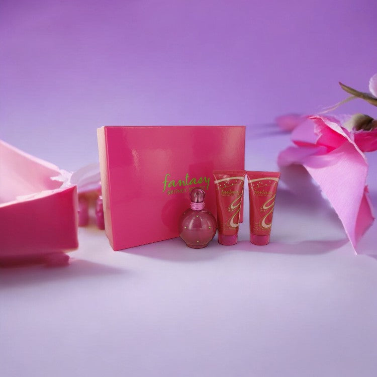 Fantasy by Britney Spears Gift Set - 3.3 oz Eau De Parfum Spray + 3.3 oz Body Lotion + 3.3 oz Shower Gel