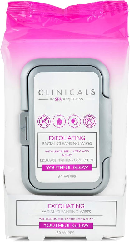 Spa Scriptions Clinicals Exfoliating Facial Cleansing Wipes 60 Wipes