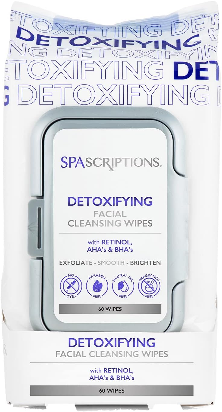 Spa Scriptions Detoxifying Facial Cleansing Wipes 60 Wipes