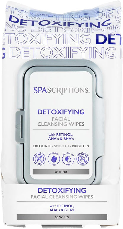 Spa Scriptions Detoxifying Facial Cleansing Wipes 60 Wipes