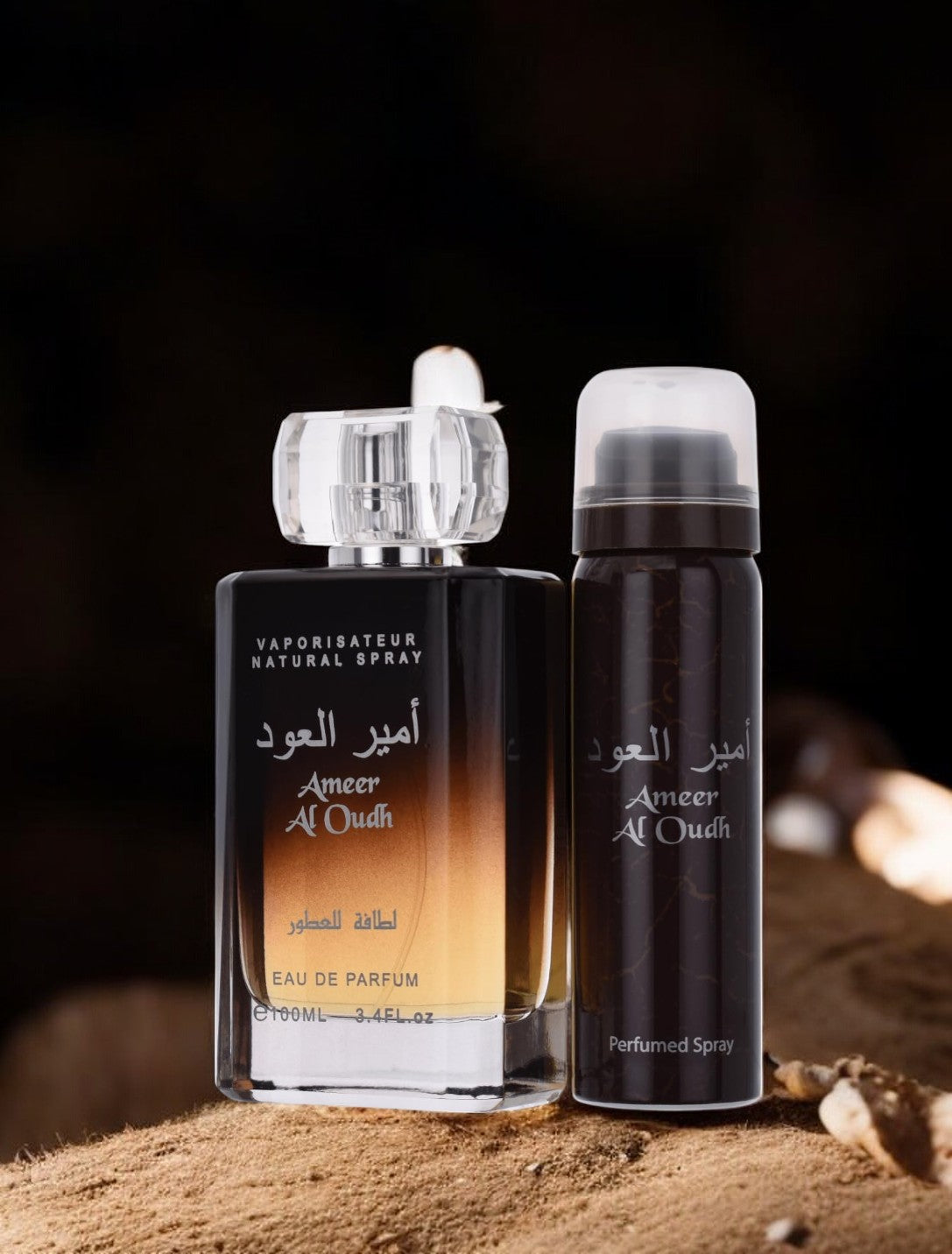Ameer Al Oudh by Lattafa Gift Set - 3.4 oz Eau De Parfum Spray + 1.7 oz Perfumed Spray