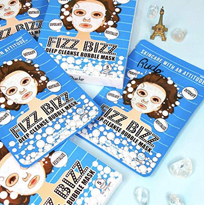 RUDE Fizz Bizz Deep Cleanse Bubble Mask, Pack of 5