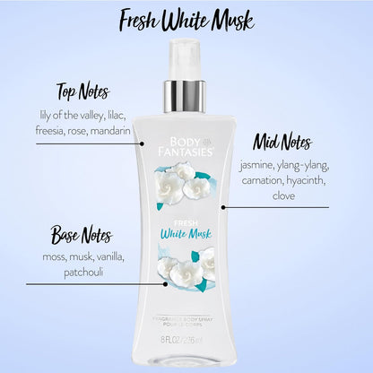 Body Fantasies Signature Fresh White Musk by Parfums De Coeur Body Spray