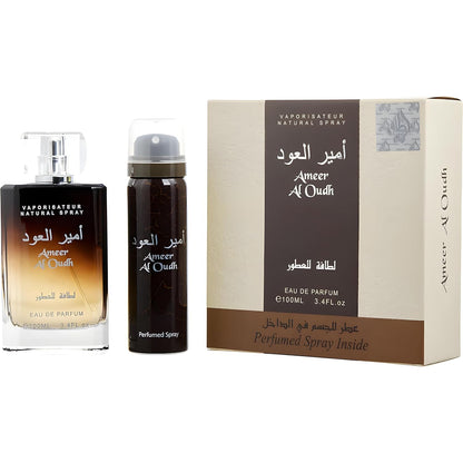 Ameer Al Oudh by Lattafa Gift Set - 3.4 oz Eau De Parfum Spray + 1.7 oz Perfumed Spray