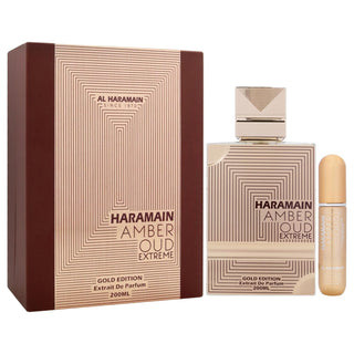 Al Haramain Amber Oud Gold Edition Extreme by Al Haramain Gift Set - 6.7 Pure Perfume Spray + 0.34 oz Refillable Spray