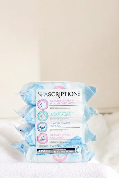 Spa Scriptions Glacial Water + Collagen Facial Cleansing Wipes 60 Wipes