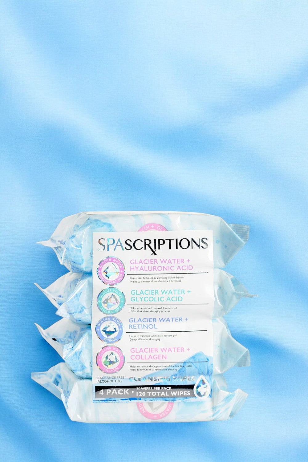 Spa Scriptions Glacial Water + Collagen Facial Cleansing Wipes 60 Wipes