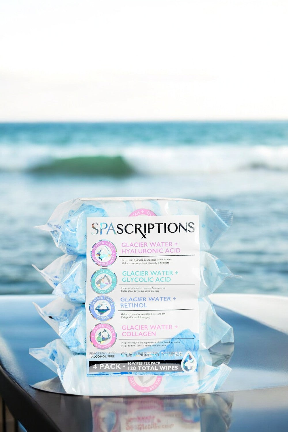 Spa Scriptions Glacial Water + Collagen Facial Cleansing Wipes 60 Wipes