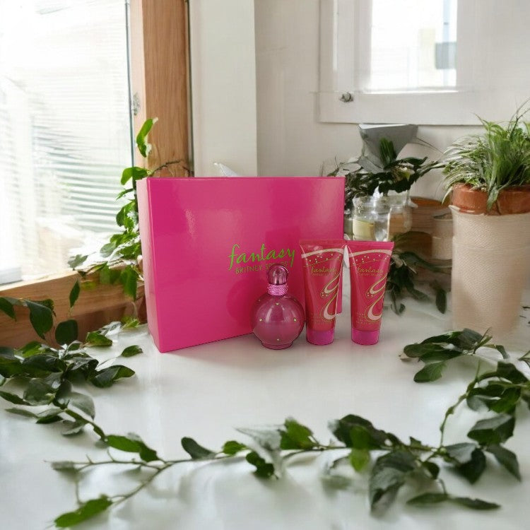 Fantasy by Britney Spears Gift Set - 3.3 oz Eau De Parfum Spray + 3.3 oz Body Lotion + 3.3 oz Shower Gel
