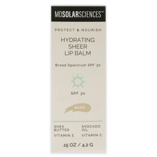 Hydrating Sheer Lip Balm SPF 30 - Bare by MDSolarSciences for Women - 0.15 oz Lip Balm