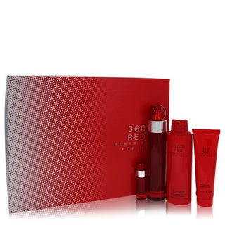 Perry Ellis 360 Red by Perry Ellis Gift Set - 3.4 oz Eau De Toilette Spray + .25 oz Mini EDT Spray + 6 oz Body Spray + 3 oz Shower Gel