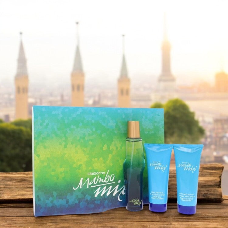 Mambo Mix by Liz Claiborne Gift Set - 3.4 oz Eau De Cologne Spray + 3.4 oz After Shave Soother + 3.4 oz Shower Gel