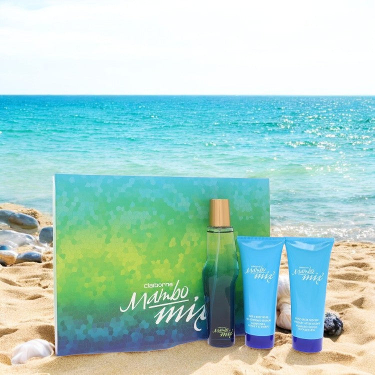 Mambo Mix by Liz Claiborne Gift Set - 3.4 oz Eau De Cologne Spray + 3.4 oz After Shave Soother + 3.4 oz Shower Gel