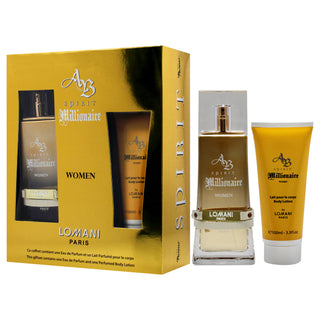 AB Spirit Millionaire by Lomani for Women - 2 Pc Gift Set 3.3oz EDP Spray, 3.3oz Body Lotion