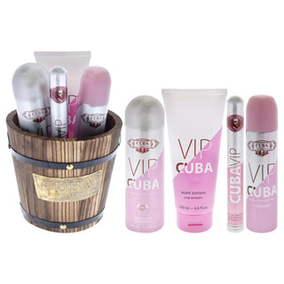 Cuba Vip by Cuba for Women - 4 Pc Gift Set 3.3oz EDP Spray, 1.17oz EDP Spray, 6.6oz Body Spray, 6.6oz Body Lotion