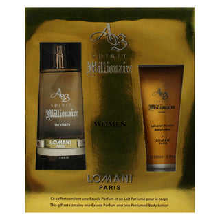 AB Spirit Millionaire by Lomani for Women - 2 Pc Gift Set 3.3oz EDP Spray, 3.3oz Body Lotion