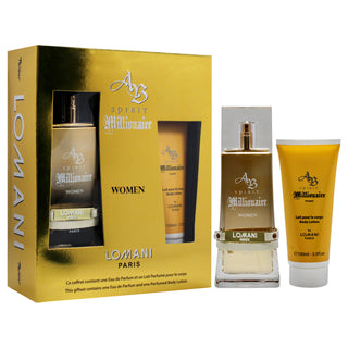 AB Spirit Millionaire by Lomani for Women - 2 Pc Gift Set 3.3oz EDP Spray, 3.3oz Body Lotion