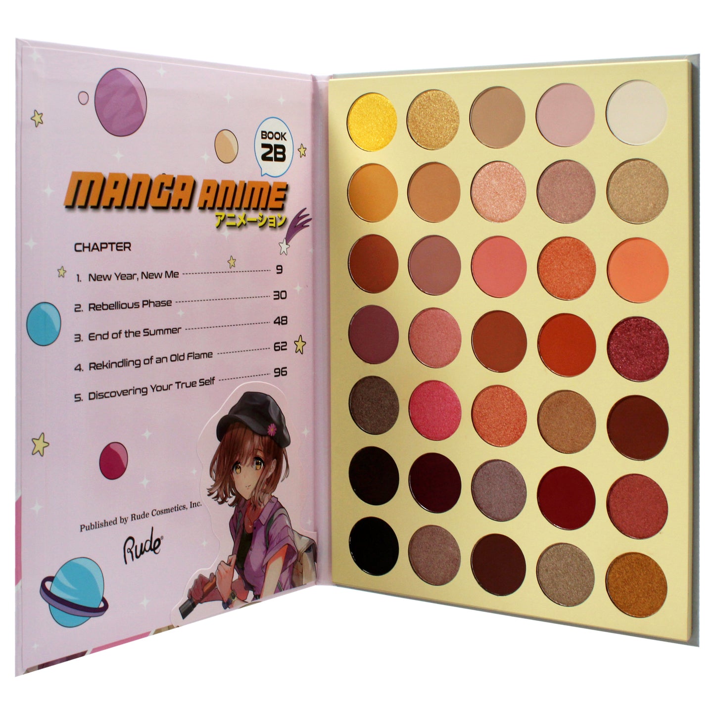 Manga Anime 35 Pressed Pigment and Shadow Book 2B by Rude Cosmetics for Women - 1.34 oz Eye Shadow