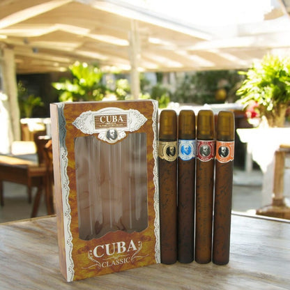 Cuba Blue by Fragluxe Gift Set - Cuba Variety Set includes All Four 1.15 oz Sprays, Cuba Red, Cuba Blue, Cuba Gold and Cuba Orange